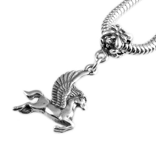 Pegasus the Flying Horse Euro Bead Charm in Sterling Silver.