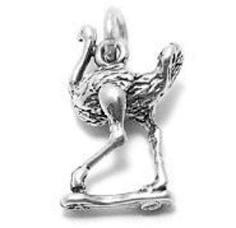 Ostrich Charm in 3D Sterling Silver.