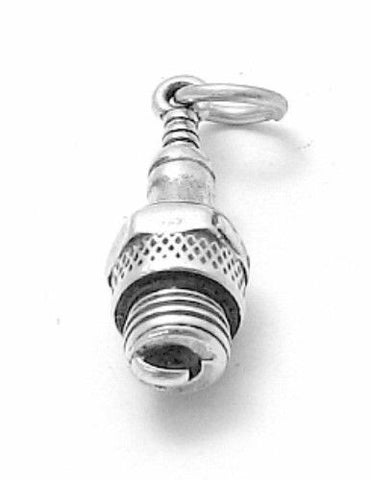 Spark Plug Charm. Sterling Silver