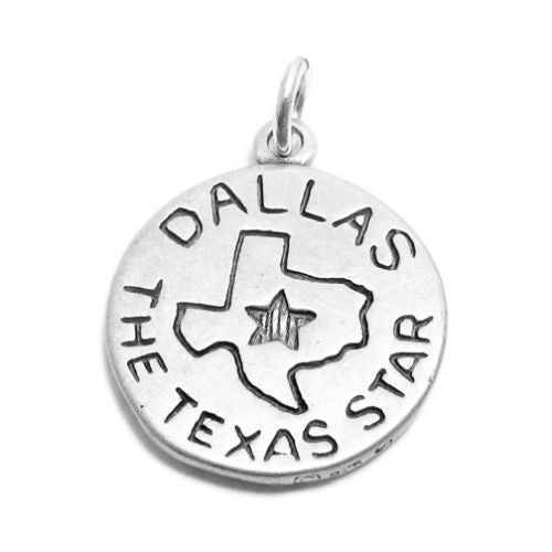 "Dallas" TX 2-Sided Charm with Euro Bead. Sterling Silver