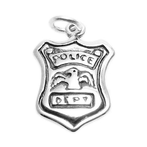 Police Shield Charm in Sterling Silver