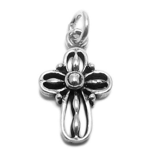 Ornate Cross Charm in Sterling Silver