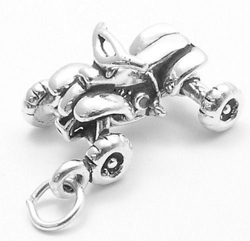 4-Wheel All-Terrain Vehicle Charm in 3D. Sterling Silver