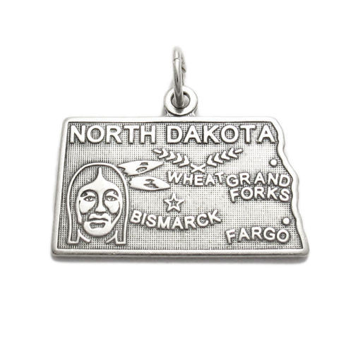 North Dakota State Charm in Sterling Silver