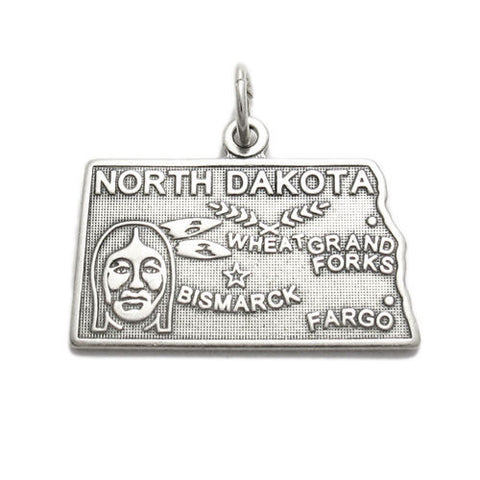 North Dakota State Charm in Sterling Silver