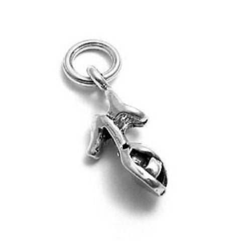 Open-Toe High Heel Shoe Charm in 3D. Sterling Silver