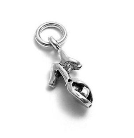 Open-Toe High Heel Shoe Charm in 3D. Sterling Silver