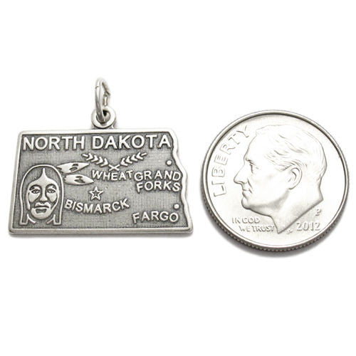 North Dakota State Charm in Sterling Silver