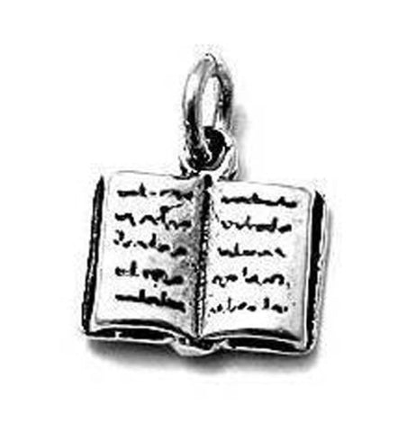 Open School Text Book Charm. Sterling Silver
