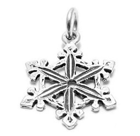 Flaky Snowflake Charm in Sterling Silver