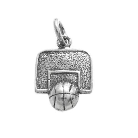 Basketball Hoop Charm in Sterling Silver