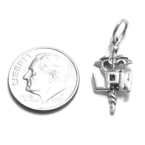 LPN Caduceus Charm in Sterling Silver
