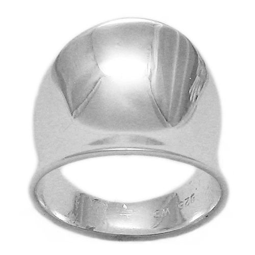Modern Saddle Shaped Cigar Band Ring. Wholesale Sterling Silver Rings. Front view.