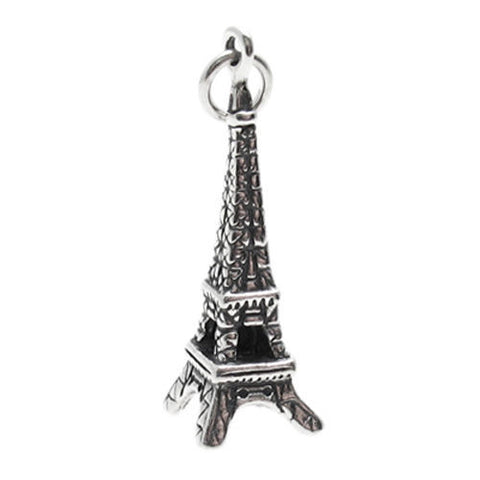 Eiffel Tower Charm in 3D. Sterling Silver