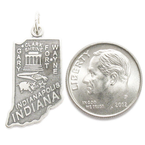 Indiana State Charm in Sterling Silver