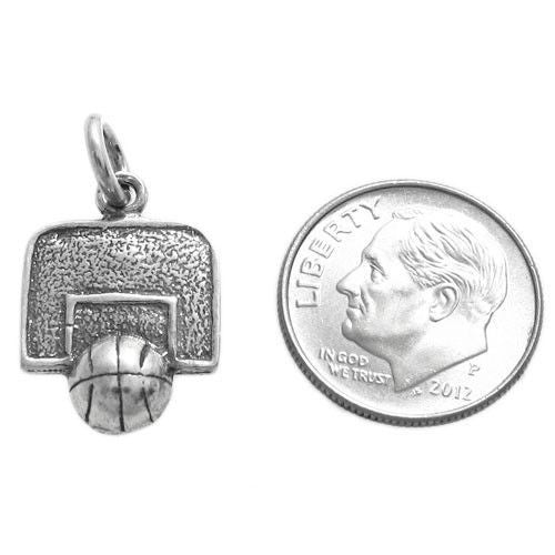 Basketball Hoop Charm in Sterling Silver