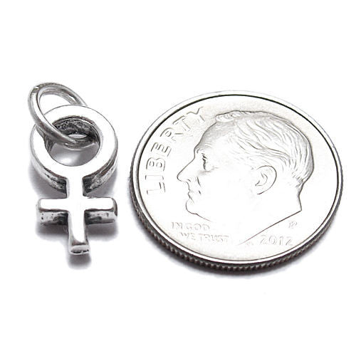 Female Venus Symbol Charm. Sterling Silver