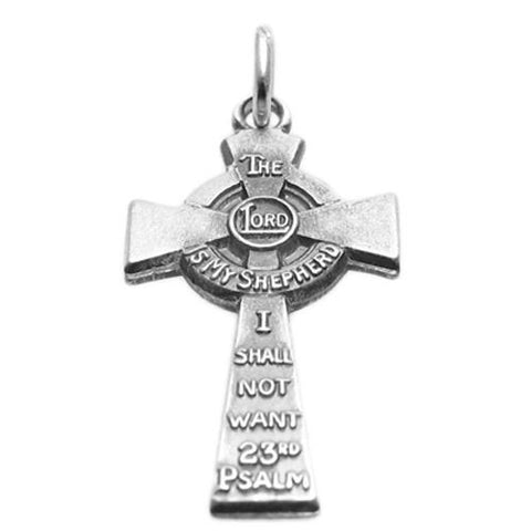 Psalm 23 "The Lord is my Shepherd" Cross Charm in Sterling Silver