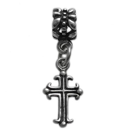 French Cross with Euro Bead in Sterling Silver