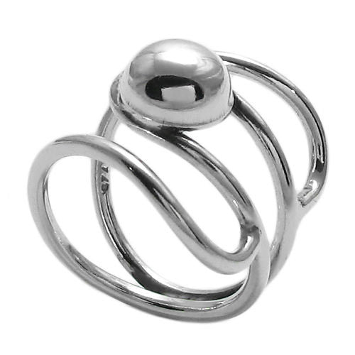 Unique and Artistic Ball Caught in Rails Ring in Sterling Silver.