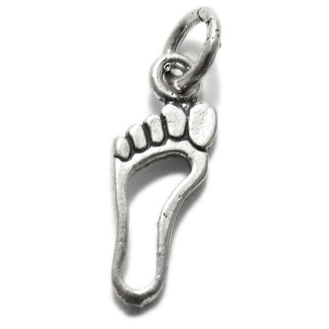 Right Footprint Outline Charm. Sterling Silver