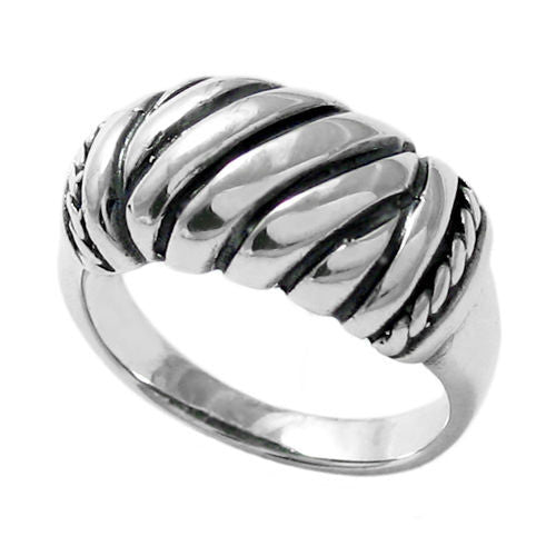 Classic shrimp ring with a modern twist, a beaded edge. Wholesale Sterling Silver Rings.