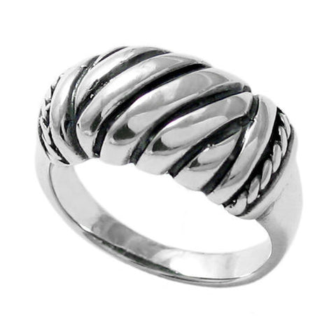 Classic shrimp ring with a modern twist, a beaded edge. Wholesale Sterling Silver Rings.