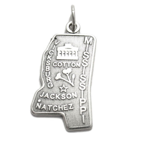 Mississippi State Charm in Sterling Silver