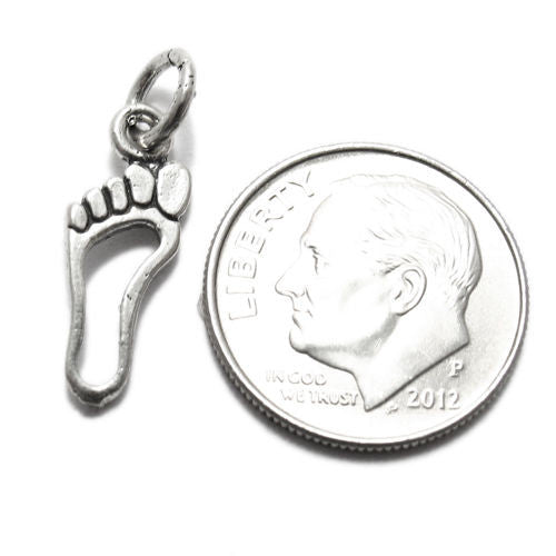 Right Footprint Outline Charm. Sterling Silver