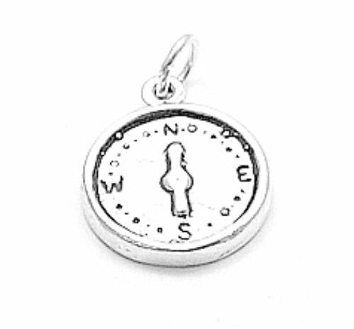 Compass Charm in 3D. Sterling Silver