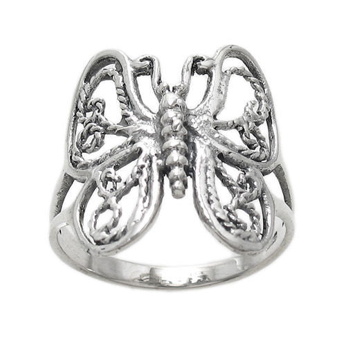 Beautifully detailed butterfly ring. Wholesale sterling silver rings. Main photo.