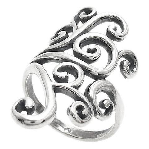 Exquisitely intricate ring in a beautifully complicated tribal art pattern. Wholesale Sterling Silver Rings.