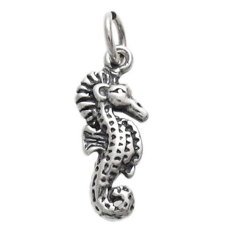 Seahorse Charm. 3D Sterling Silver
