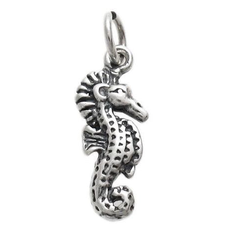 Seahorse Charm. 3D Sterling Silver
