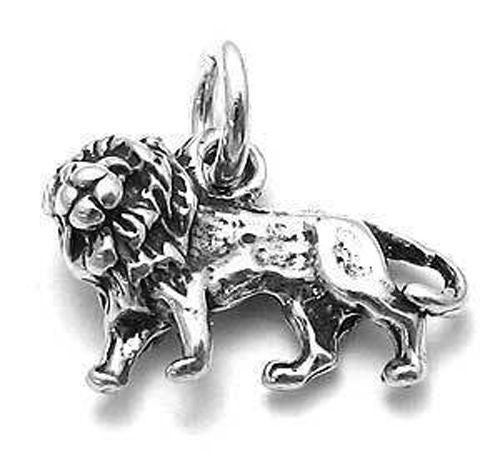 Lion Charm in 3D. Sterling Silver.