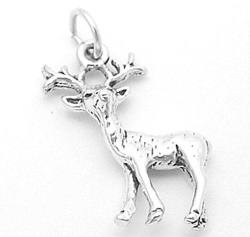 Deer Charm in 3D. Sterling Silver.