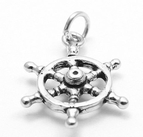 Skipper's Wheel Charm. Sterling Silver