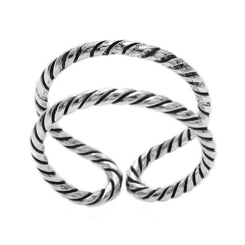 Double Backed Bent Over Twisted Rope Loop Ring. Wholesale sterling silver rings. Main photo
