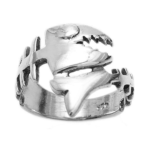 Awesomely cool and fantastic FISHBONE ring. Wholesale Sterling Silver Rings. Alternate photo.