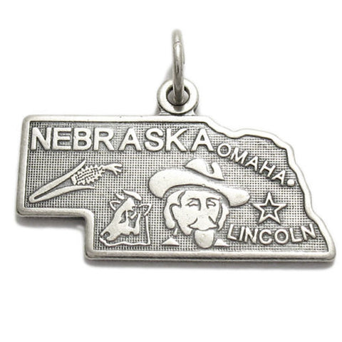 Nebraska State Charm in Sterling Silver
