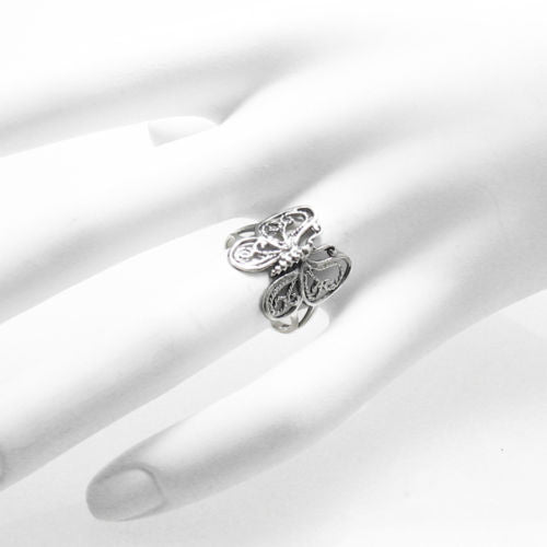 Beautifully detailed butterfly ring. Wholesale sterling silver rings. On hand.