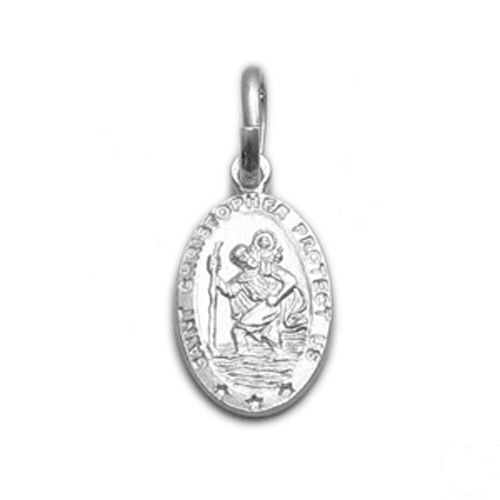 St. Christopher on Oval Medal (28mm) in Sterling Silver