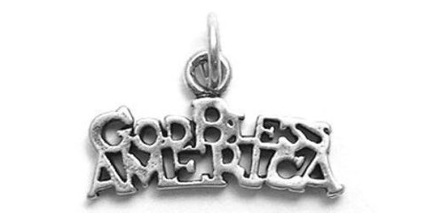 "God Bless America" Charm in Sterling Silver