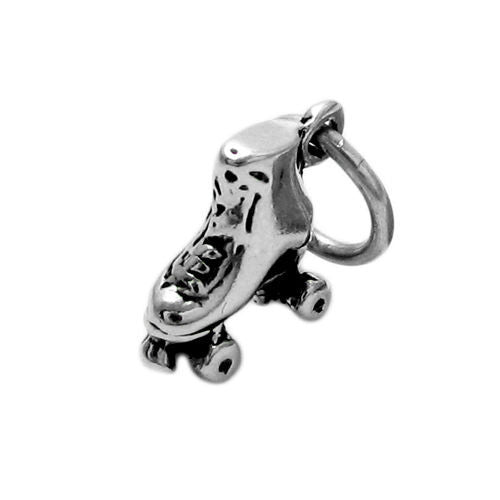 Roller Skate Charm in 3D. Sterling Silver