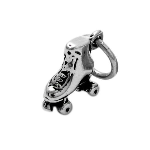 Roller Skate Charm in 3D. Sterling Silver
