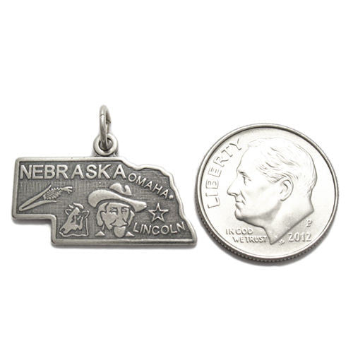 Nebraska State Charm in Sterling Silver