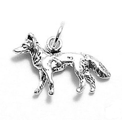 German Shepherd Charm in 3D. Sterling Silver
