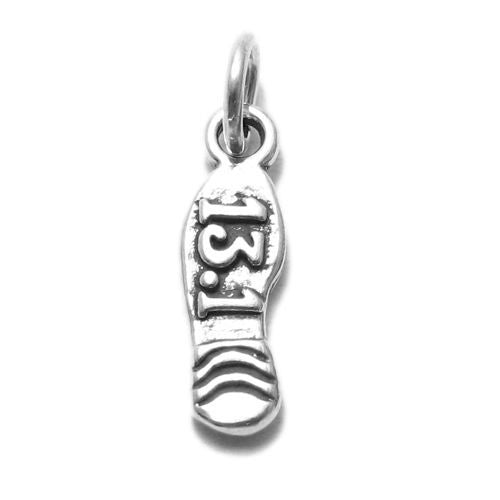 "13.1" Half Marathon Footprint Charm in Sterling Silver