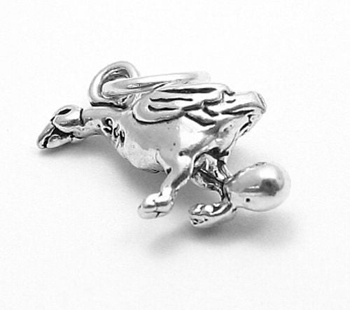 Geese A Laying Charm in Sterling Silver.