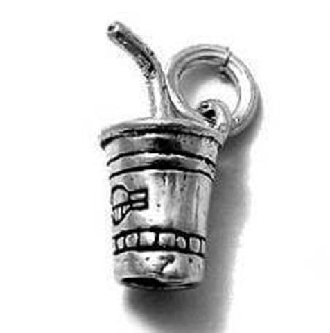 Soft Drink in a Cup Charm in Sterling Silver